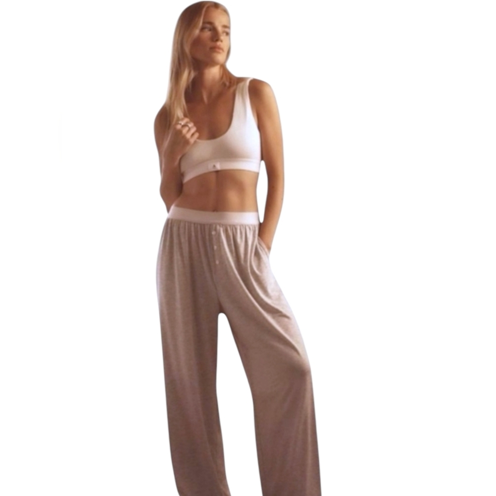 Anthropologie Wide Leg Heathered Grey Pyjama Pants - Sz XS
